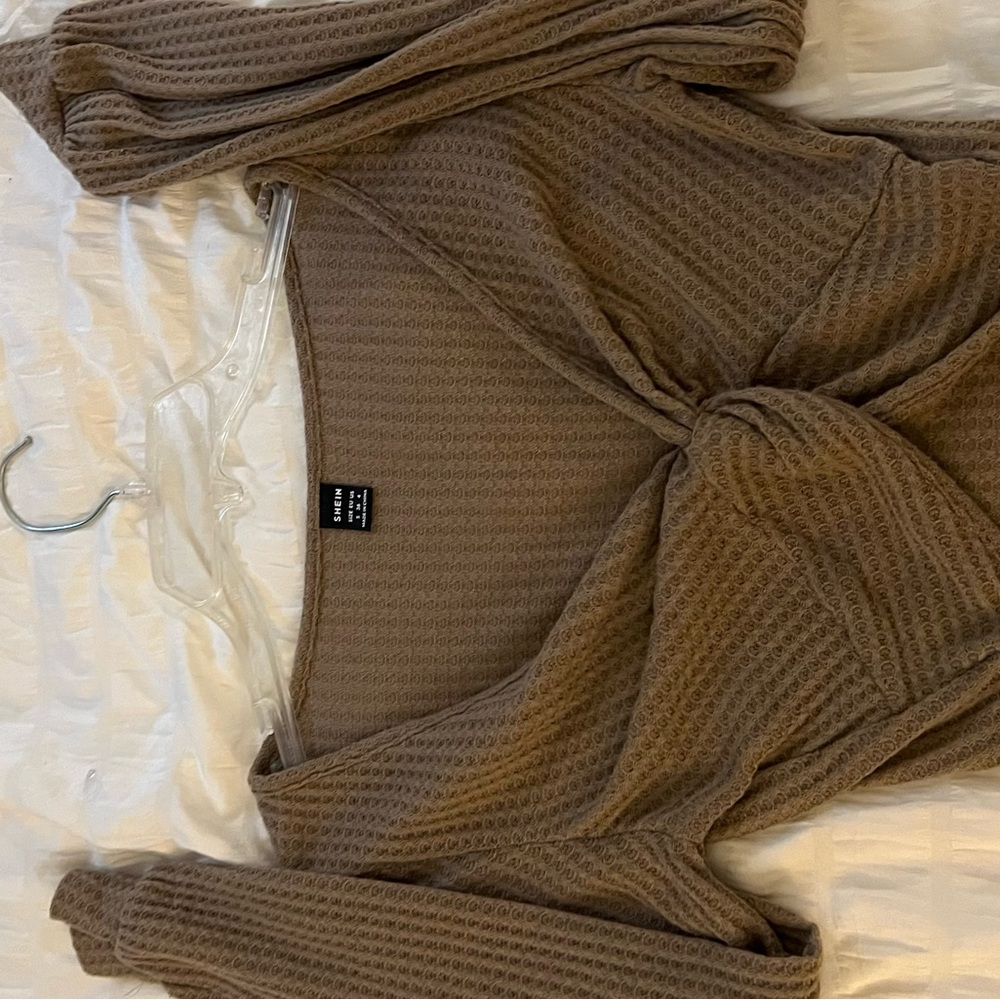Brown Waffle Knit Sweater